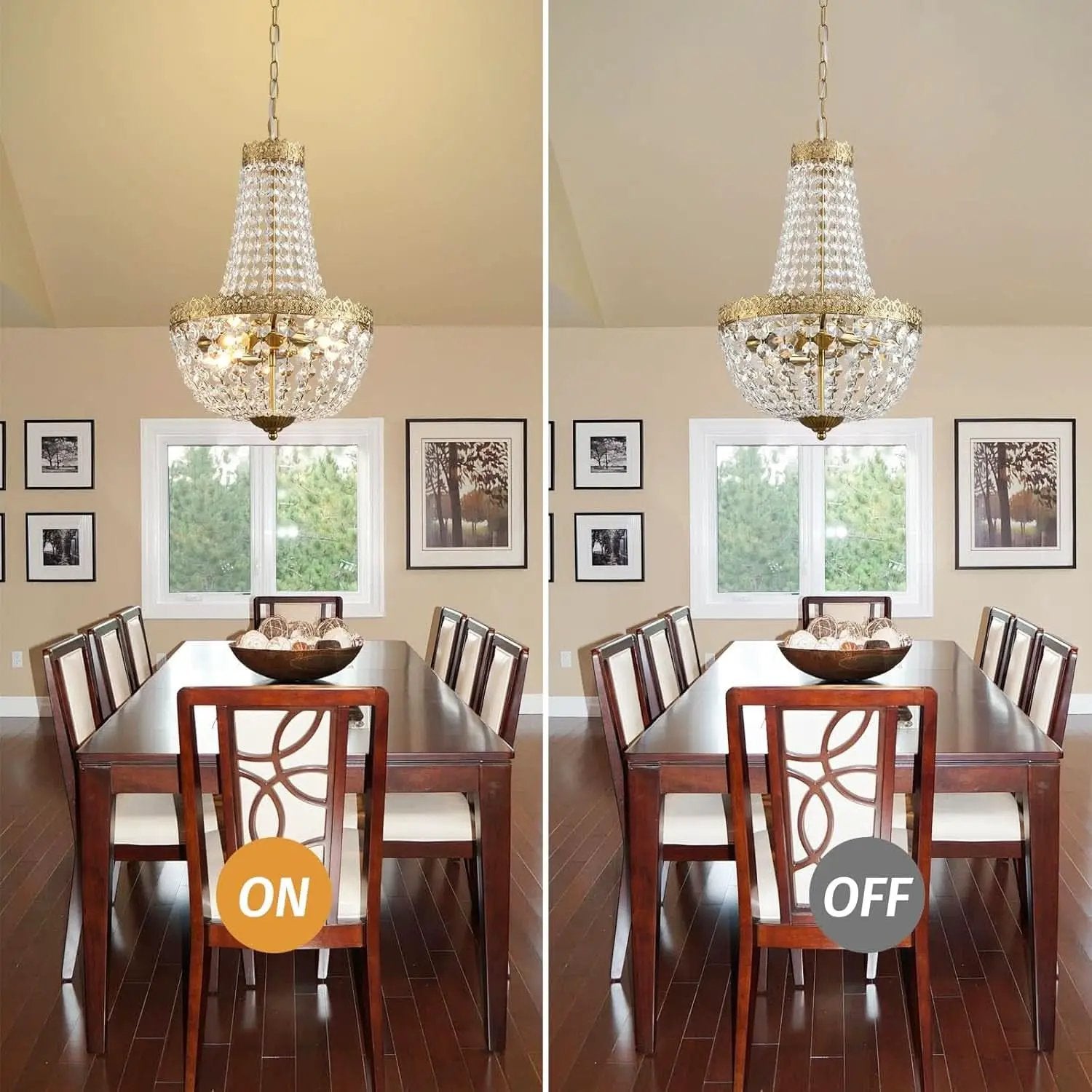Antique Brass Crystal Chandelier Four Light Pendant from PriceLows™