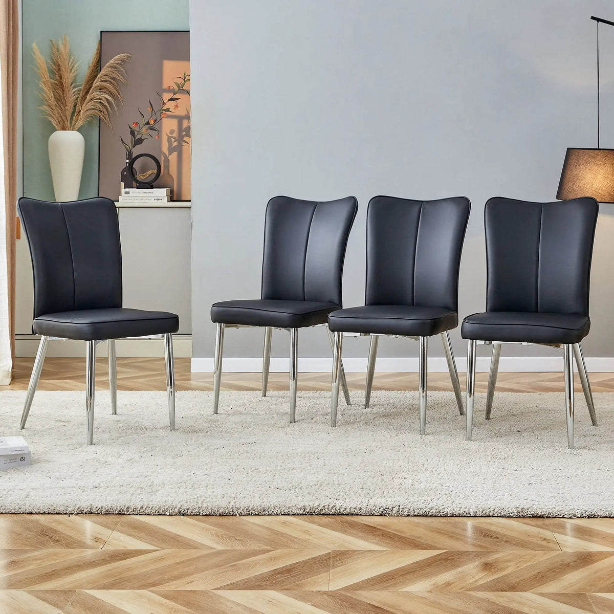 Modern Minimalist Dining Chairs With Metal Legs Chair Set | 17.3 x 17.7 x 35 in | Metal | Dining Room