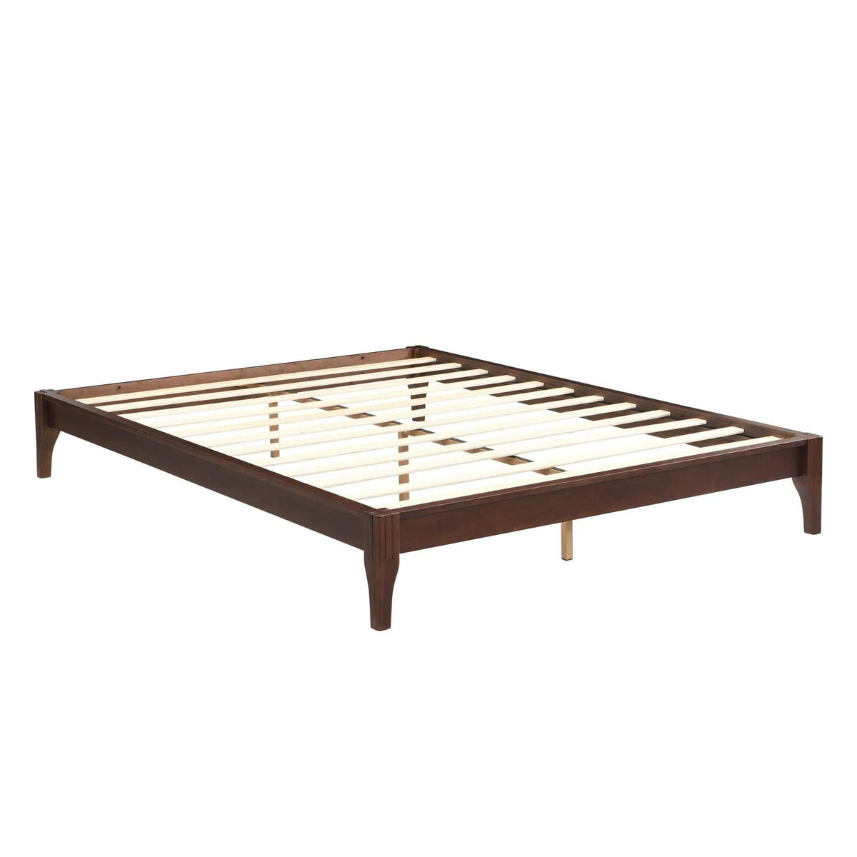 Queen Size Platform Bed Frame With Wood Slat And Metal Support Chocolate | 83.9 x 63.9 x 12 in | Bamboo & Metal | Bedroom