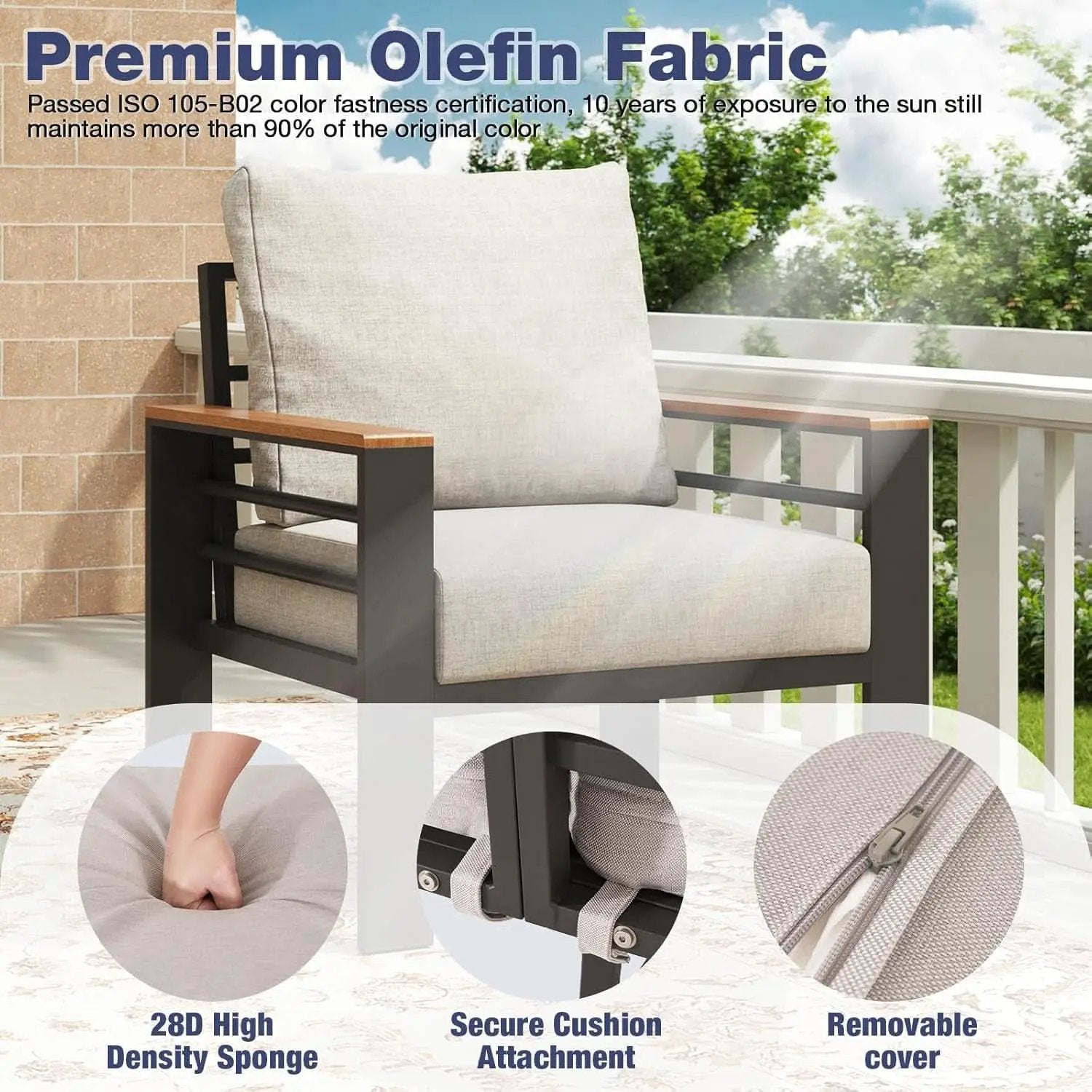 Oversized Aluminum Patio Furniture Set with Thick Cushions from PriceLows™