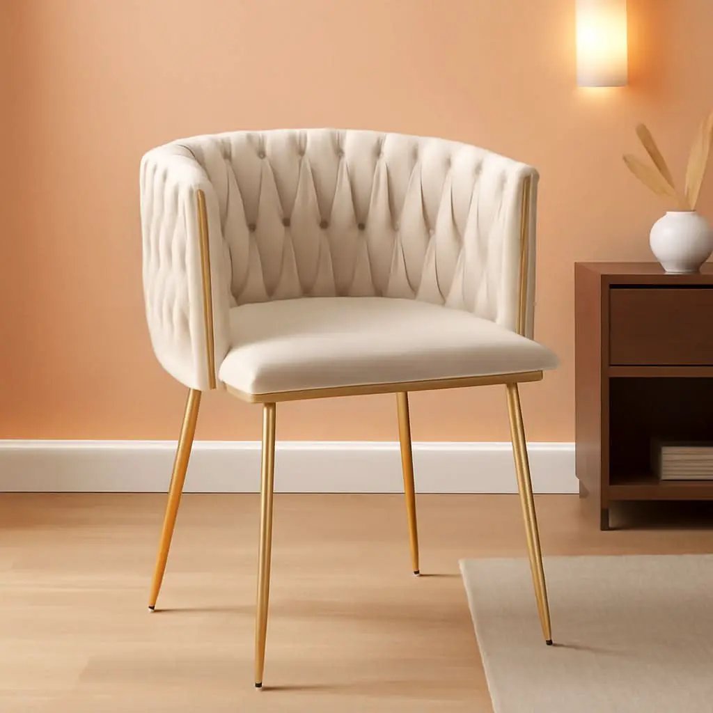 Velvet Dining Chairs With Gold Metal Legs Tufted Modern Wingback Set Of 4 from PriceLows™