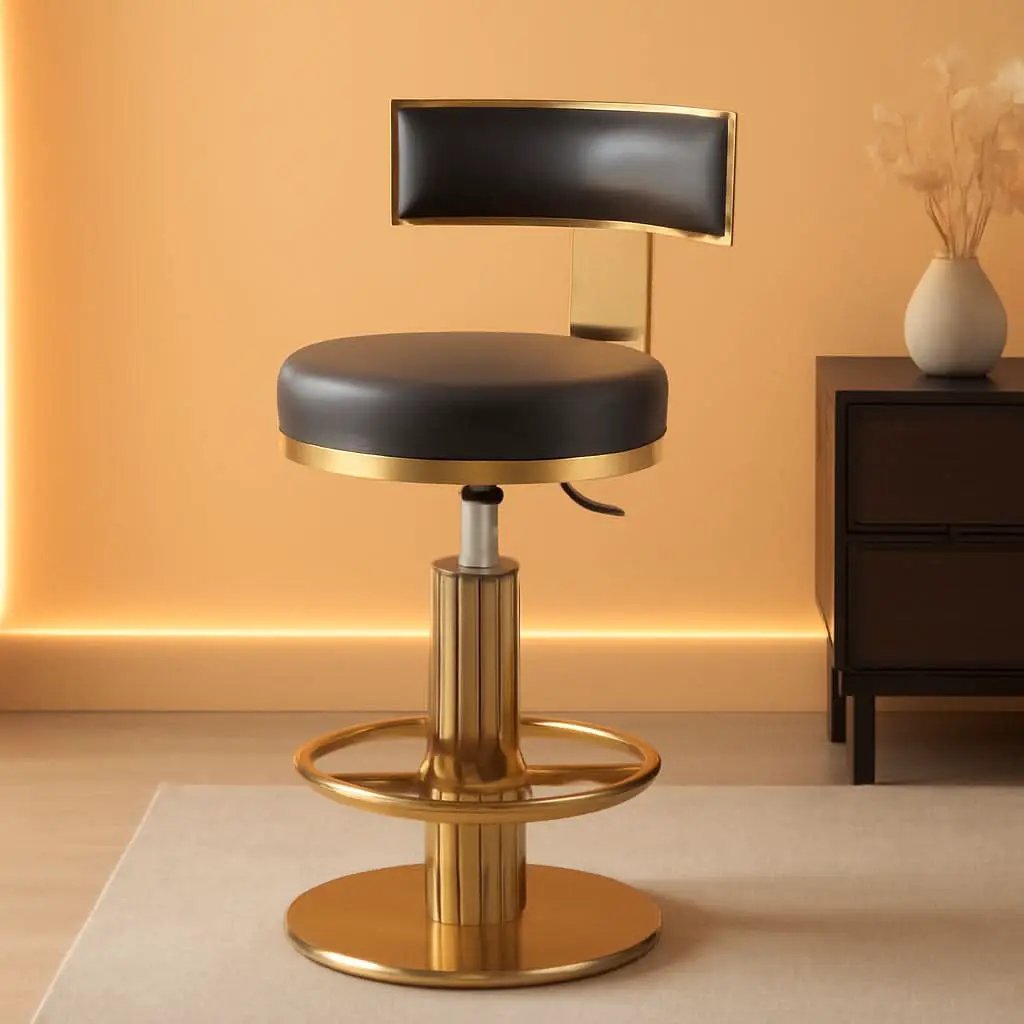 Black Gold Swivel Bar Stool With Backrest And Adjustable from PriceLows™