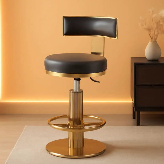 Black Gold Swivel Bar Stool With Backrest And Adjustable from PriceLows™