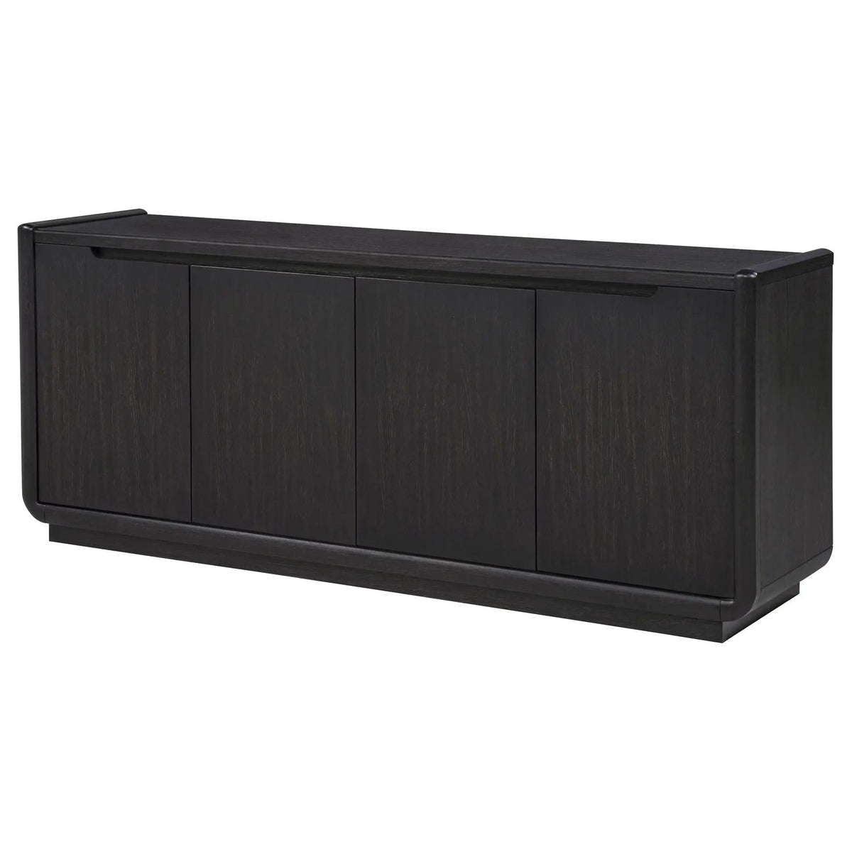 Leandro 72-inch 4-door TV Stand Media Console Burnished | 72 x 18 x 30.25 in | Engineered Wood & Veneer | Black