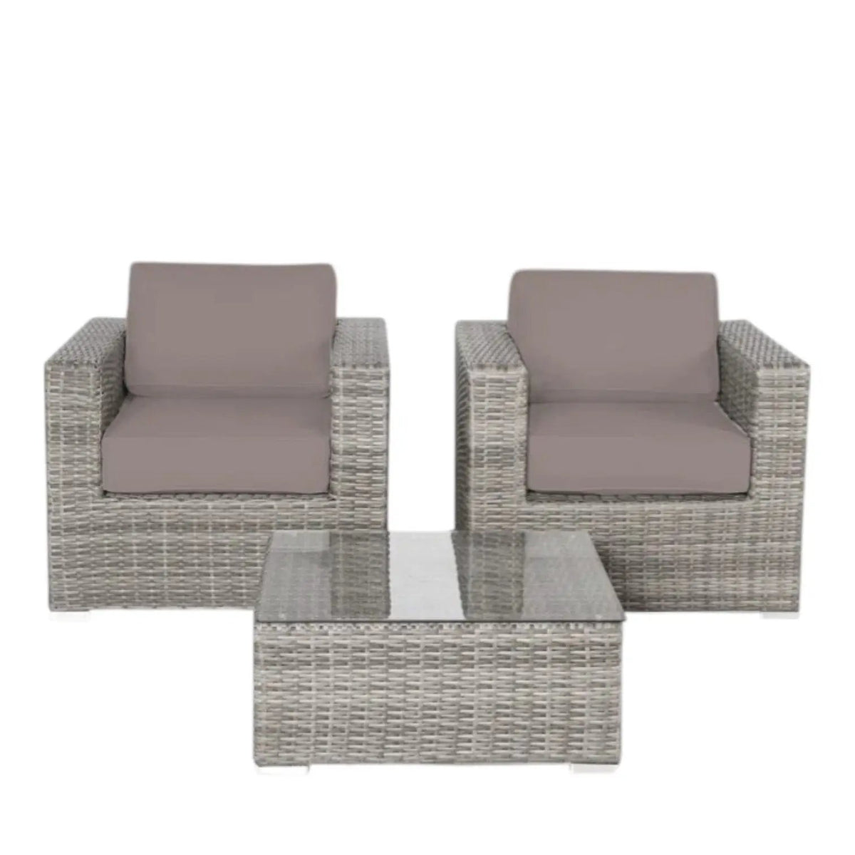 Wicker Seating Group Set | Table And Cushions Included | Aluminum Frames | Hand-Woven Wicker