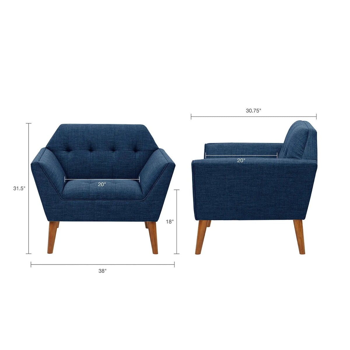 Modern Lounge Chair | Button Tufting | Mid-Century Design | Comfortable Armrests