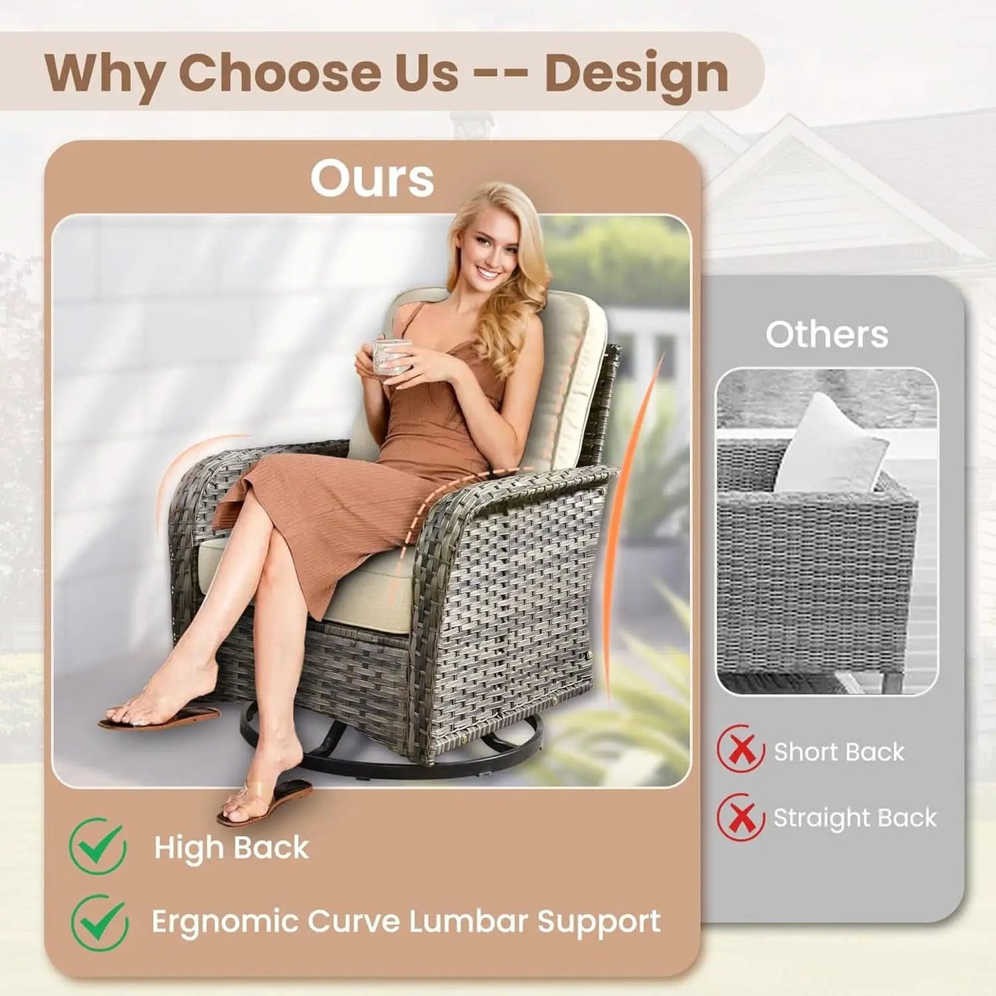 Beige All Weather Wicker Patio Furniture Conversation Set from PriceLows™