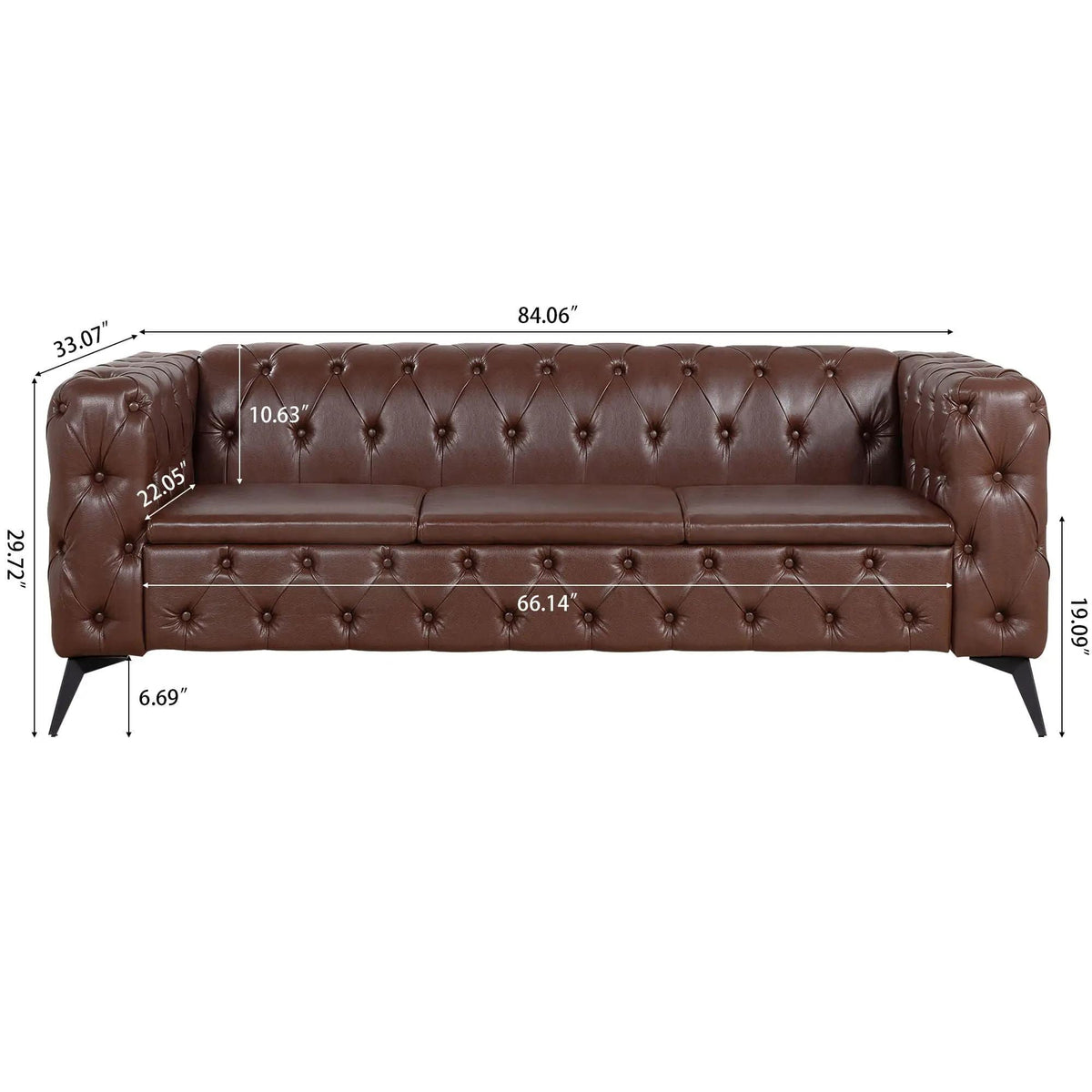 Square Arm Removable Cushion 3 Seater Sofa | 2 Pieces | Iron | Living Room