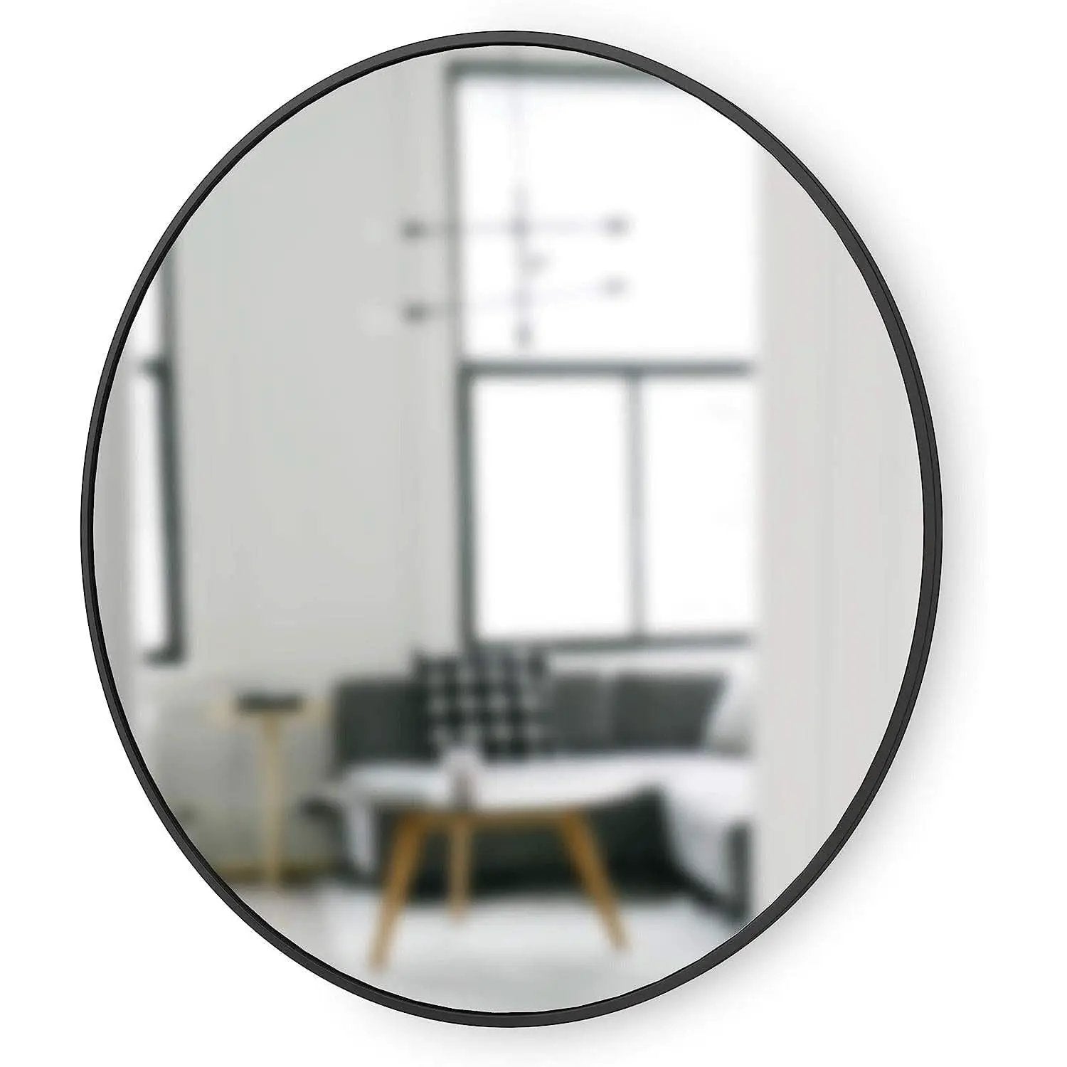 Round Rubber Wall Mirror 37 Inch Diameter With Protective Rubber Frame from PriceLows™