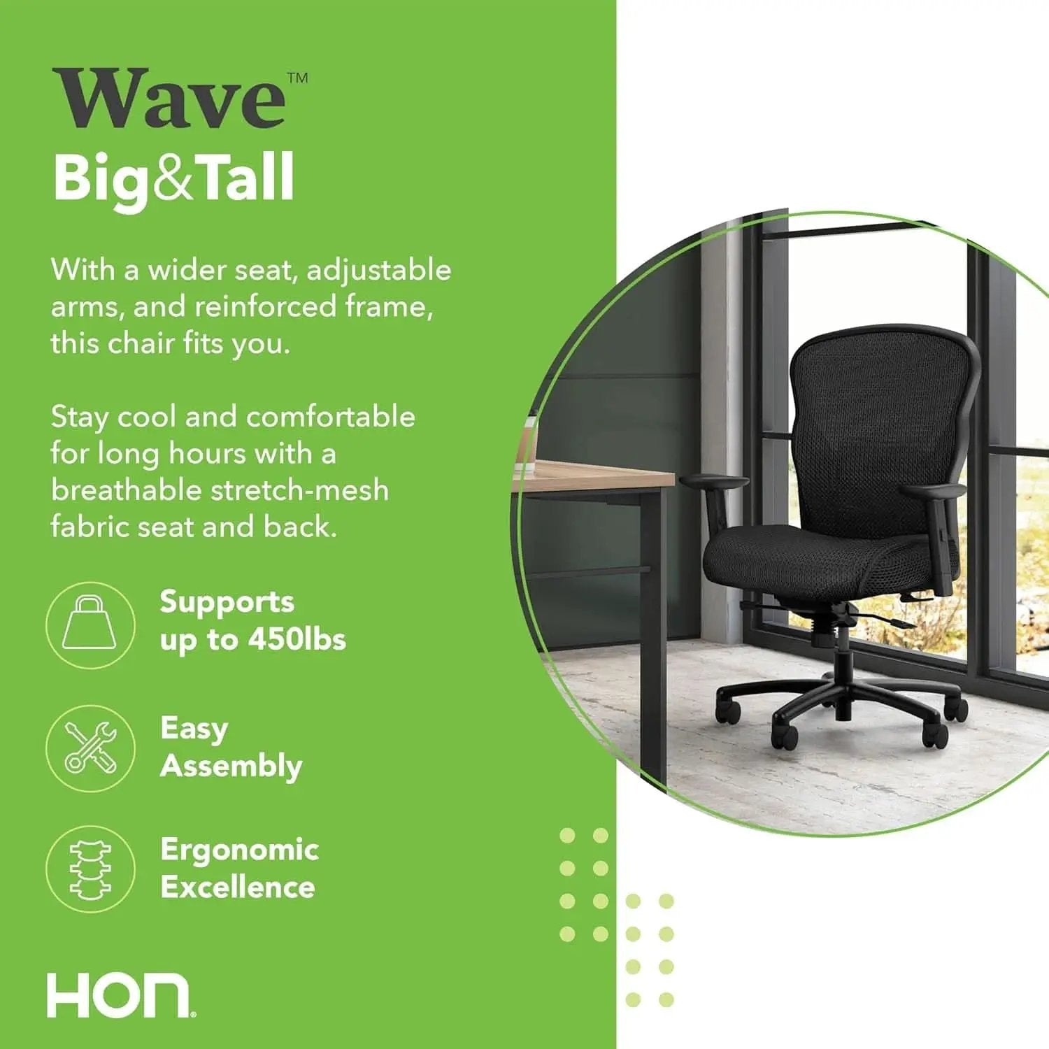 Wave Big And Tall Office Chair 450 Lb Capacity Ergonomic from PriceLows™