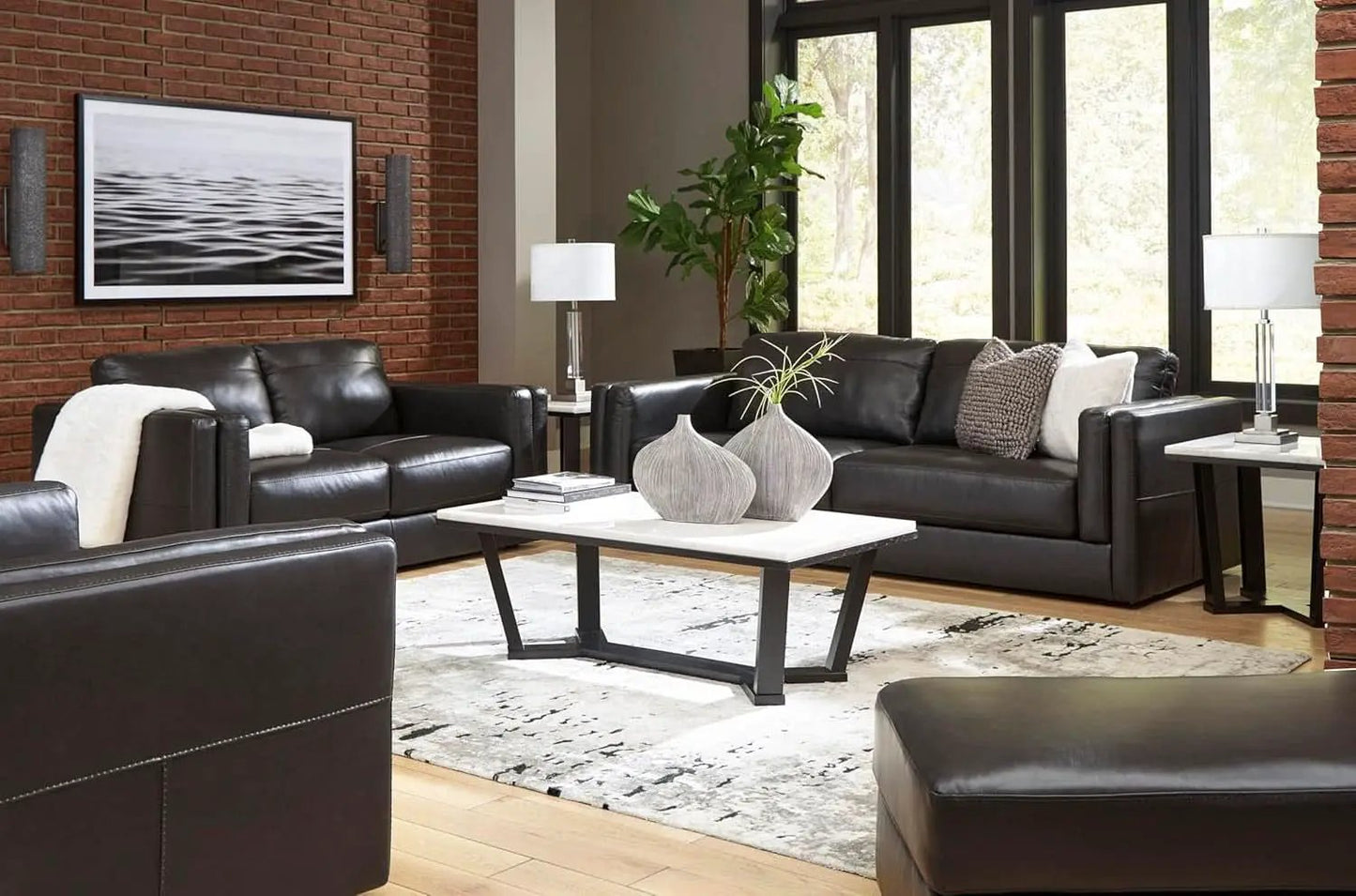 Contemporary Black Cushioned Rectangular Ottoman Finish from PriceLows™
