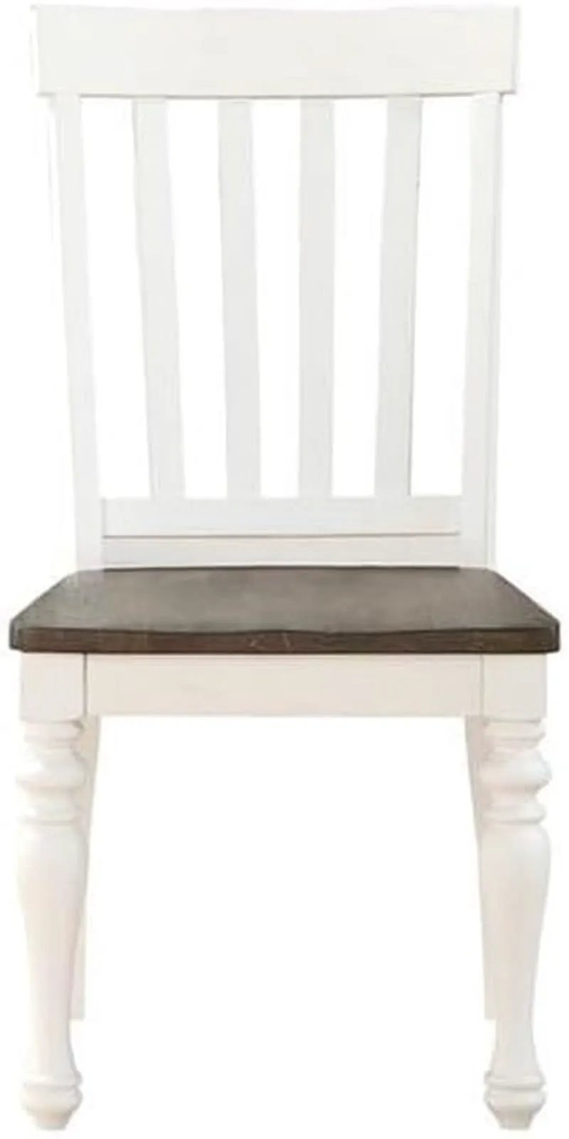 Dining Chair Set of 2 Two Tone Ivory Charcoal Slat Back from PriceLows™