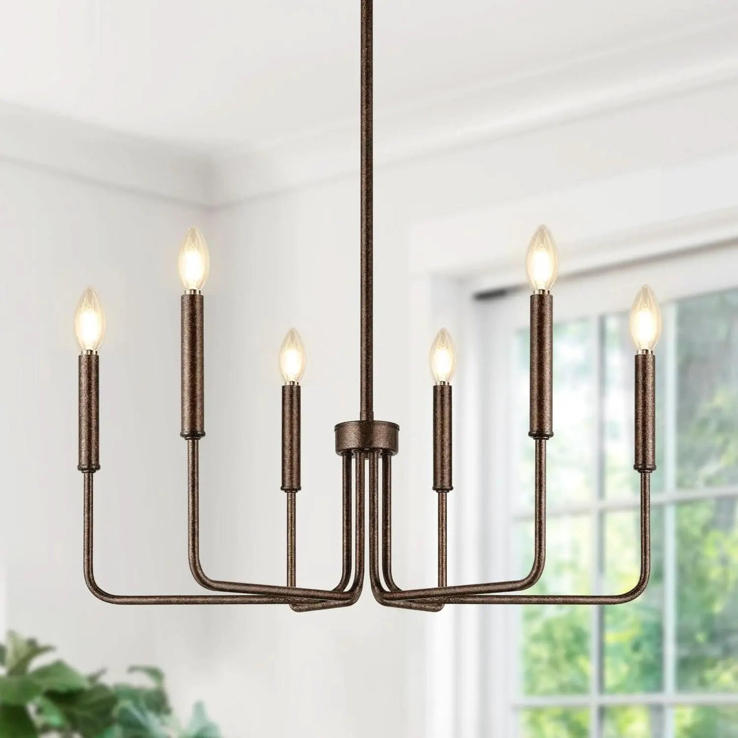 Rustic Black 6 Light Farmhouse Chandelier For Dining Room from PriceLows™