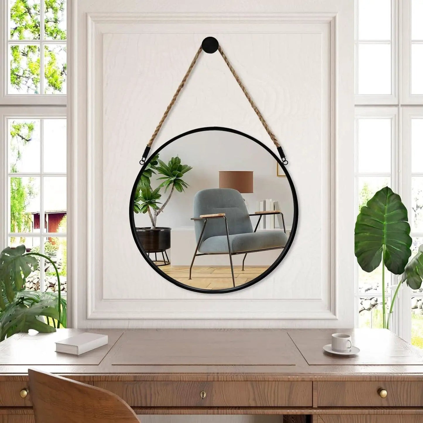 20 Inch Round Hanging Mirror Wall Mounted Classic from PriceLows™