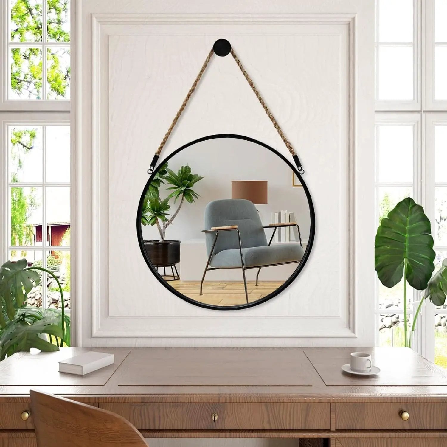 20 Inch Round Hanging Mirror Wall Mounted Classic from PriceLows™