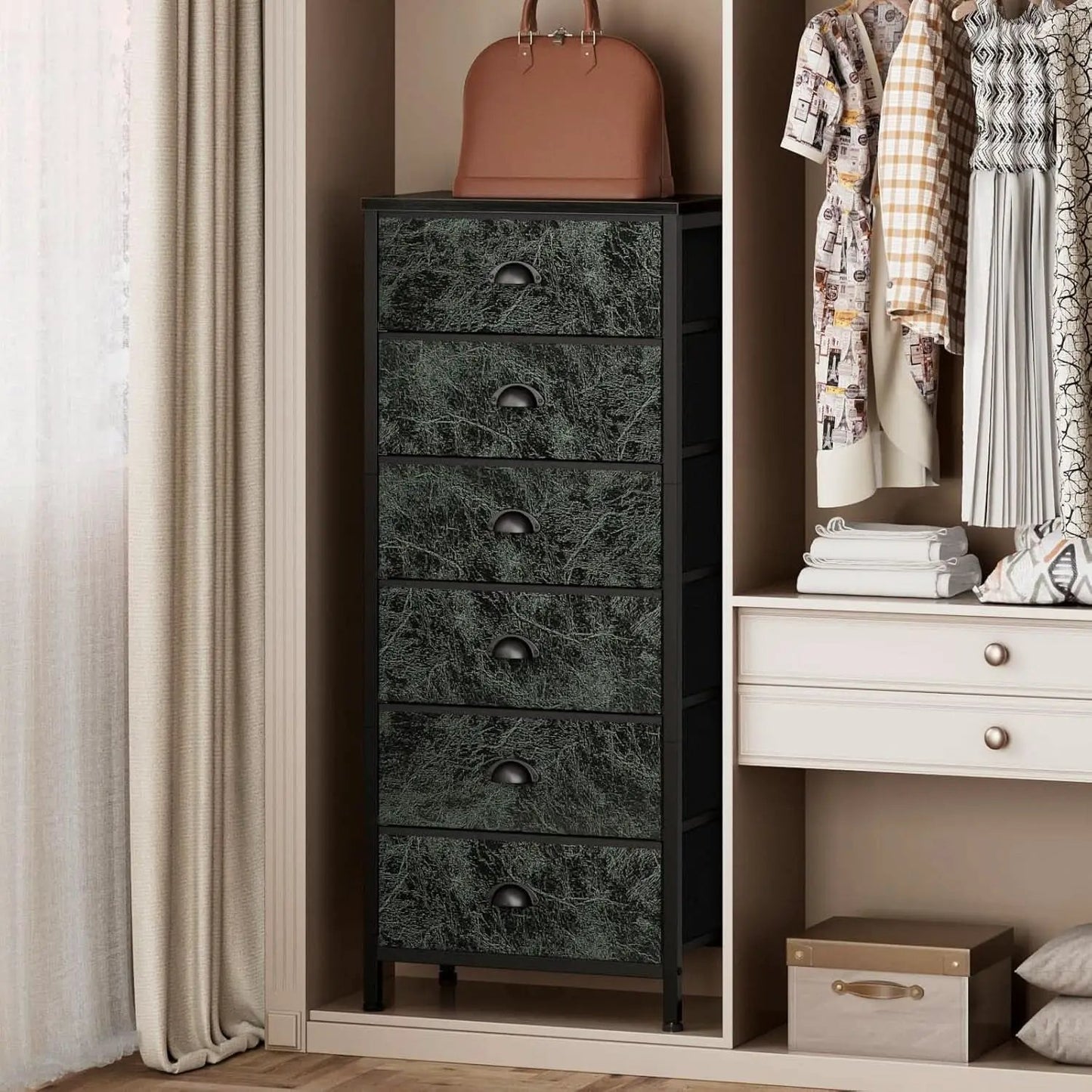 Vertical Dresser With 6 Drawers For Bedroom Vintage Green from PriceLows™