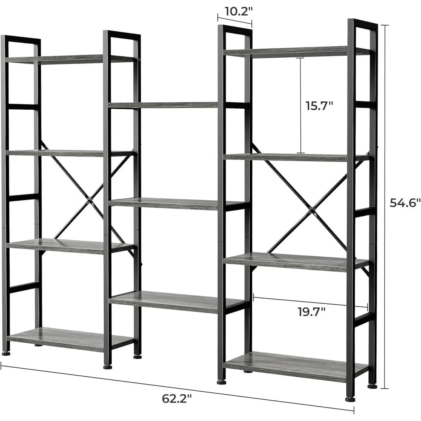Grey 4 Tier Ladder Bookshelf With 11 Open Shelves For Home from PriceLows™