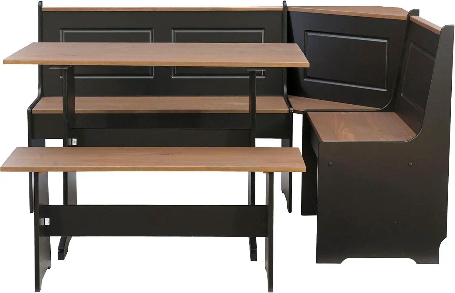 Black Pecan Five Seat Dining Set With Storage Benches from PriceLows™