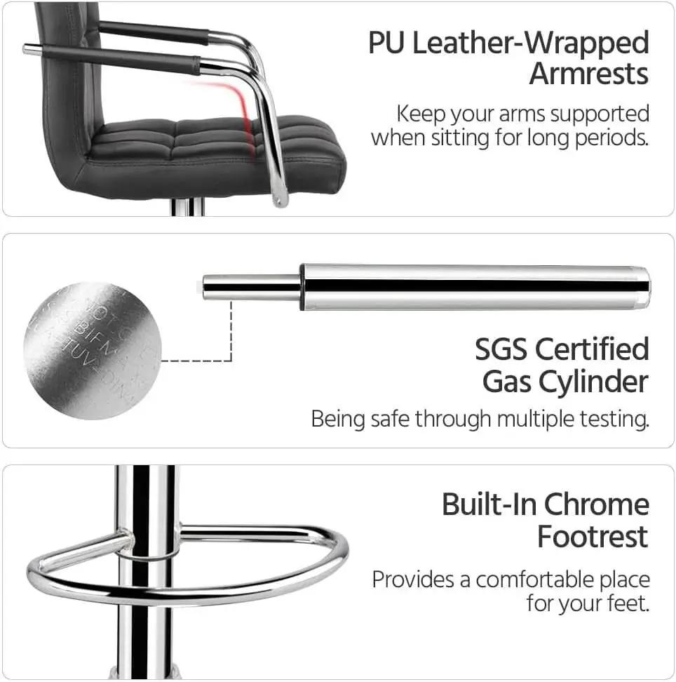 Bar Stools Set Of 2 Adjustable PU Leather Black Swivel from PriceLows™