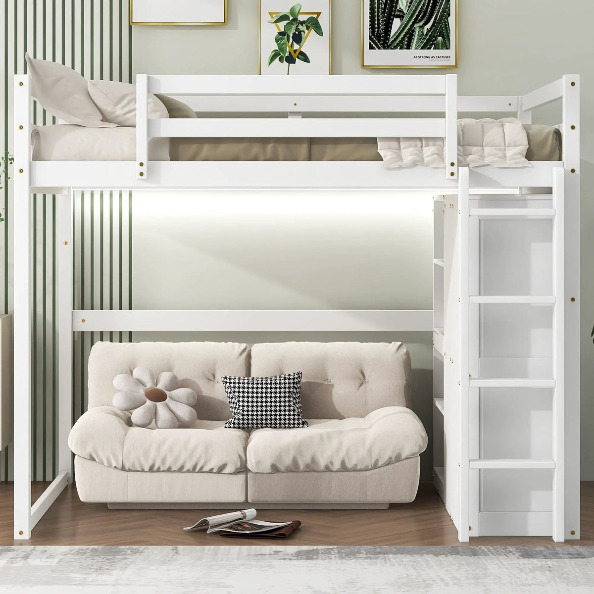 Loft Bed | Built In Wardrobe | Storage Shelves | Led Lighting