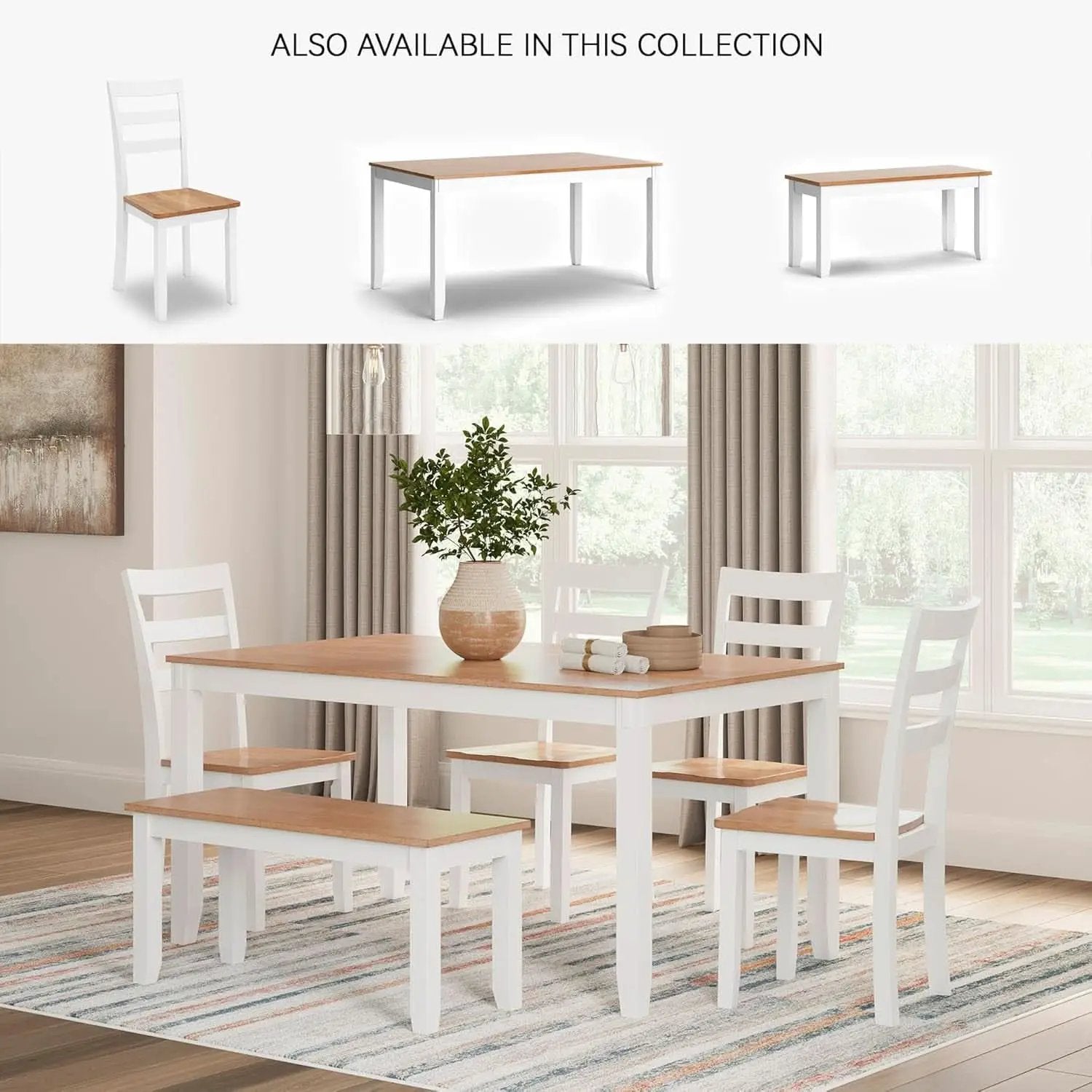 Dining Table Set White Mango Wood Contemporary Style Edition from PriceLows™