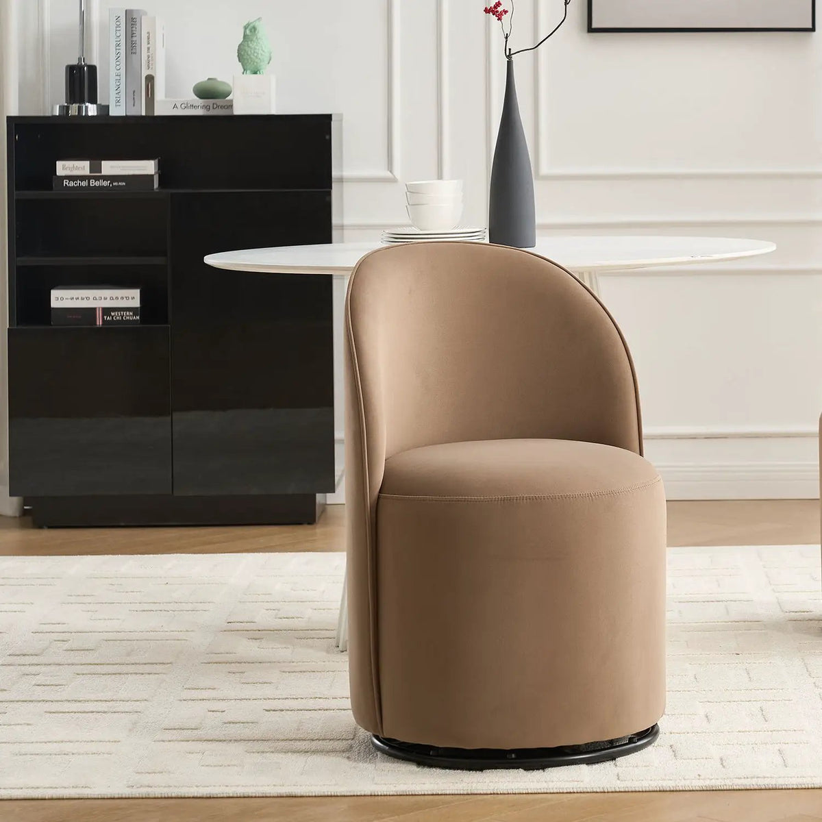 360 Degree Swivel Barrel Chair | Armless Dining Chair | Compact Design | Cozy Upholstery