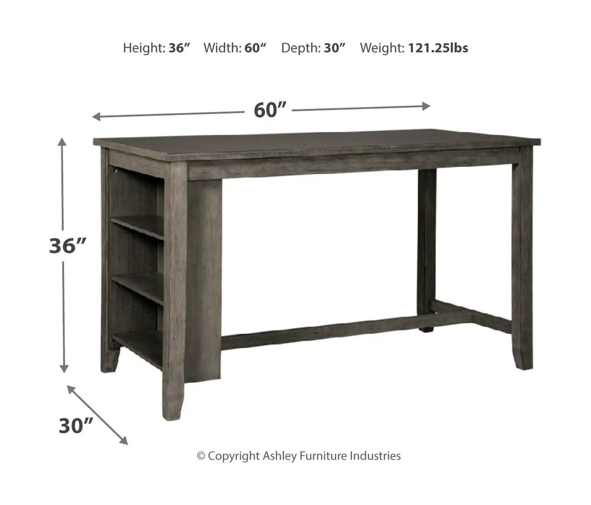 Caitbrook Counter Table Set | 5-Piece Rectangular | Acacia Veneer And Solids | Antiqued Finish
