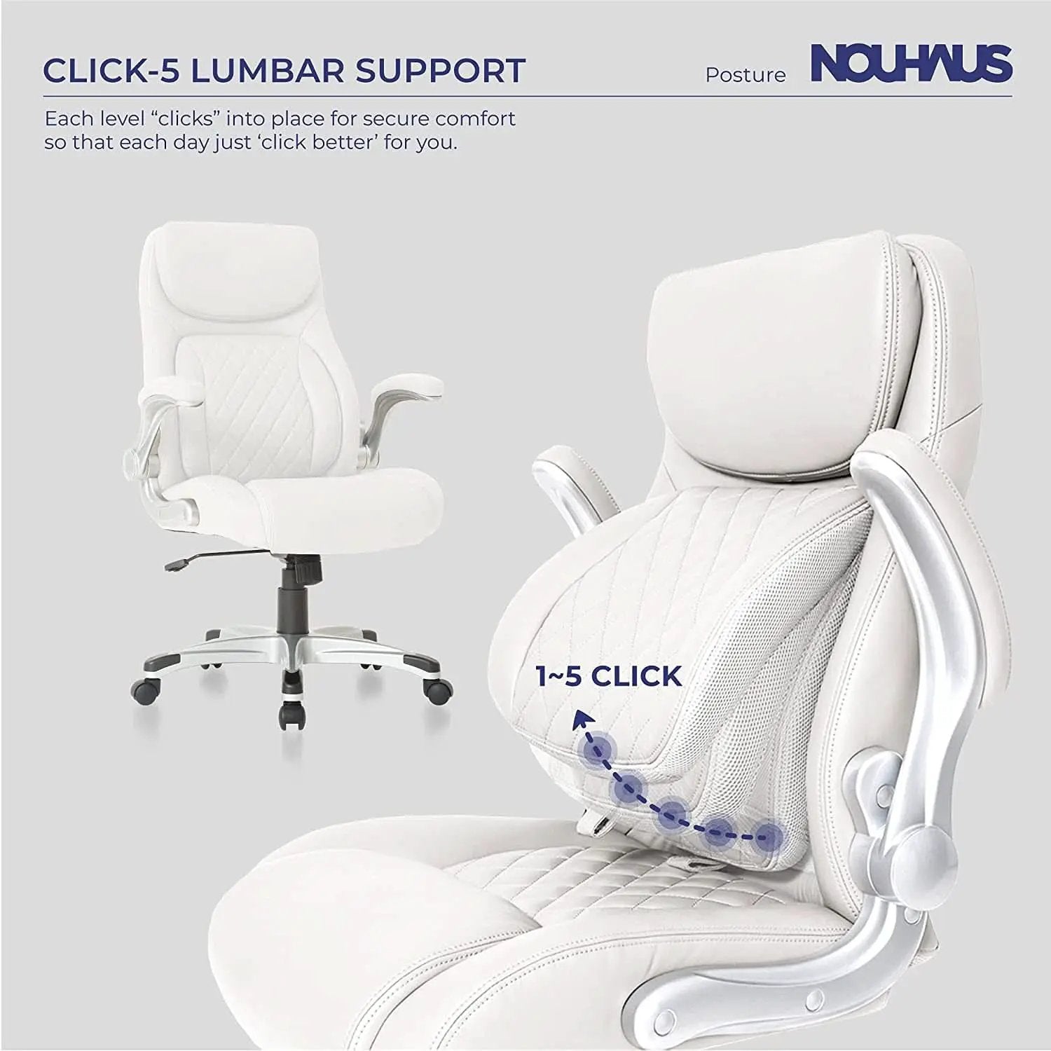 Nouhaus Ergonomic Office Chair With Lumbar Support And FlipAdjust Armrests from PriceLows™