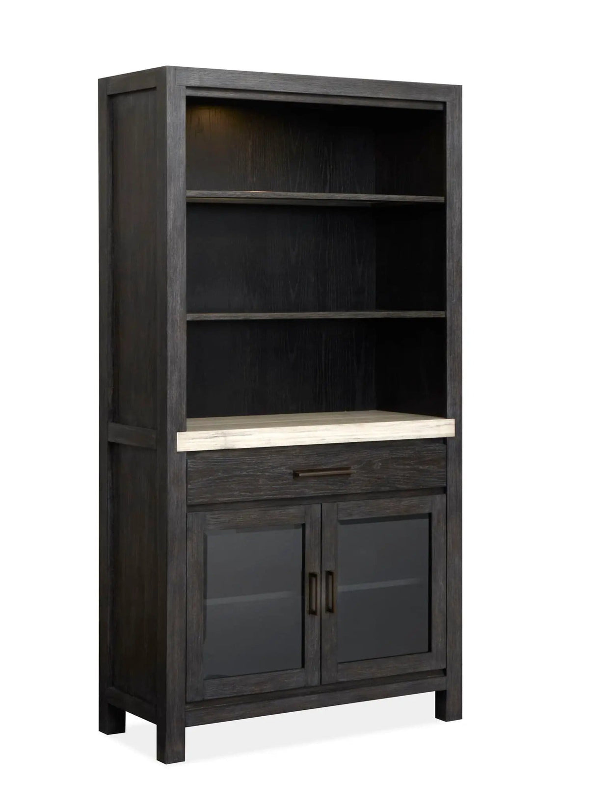 Plum Creek Display Cabinet | 2 Pieces | Oak Veneer & Fabric | Home