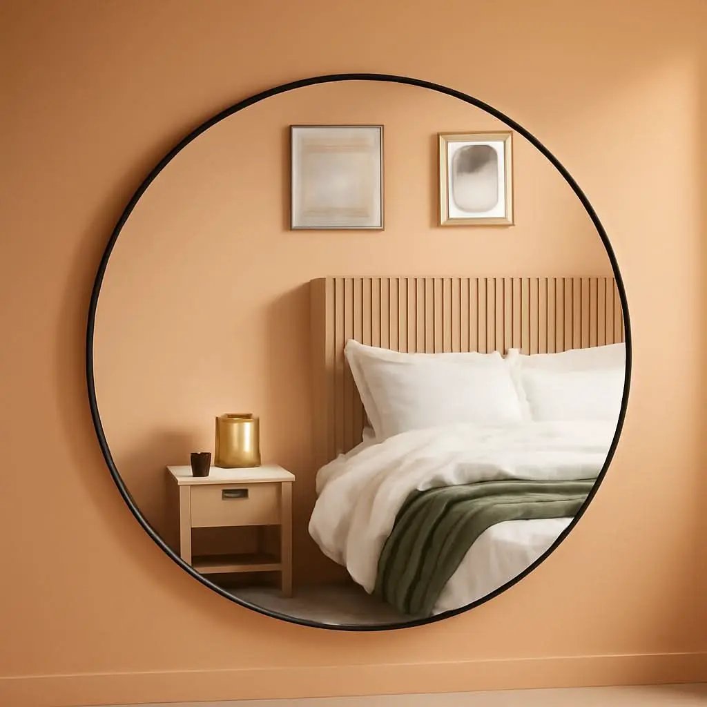 34 Inch Circle Mirror Titanium Finish For Entryways from PriceLows™