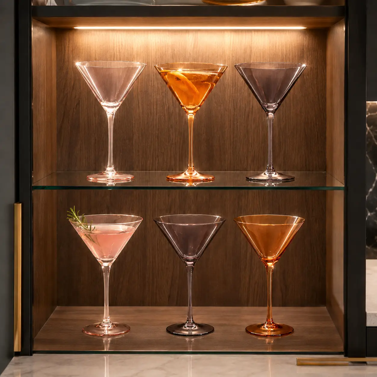 Venus Martini Cocktail Glassware, Set of 6