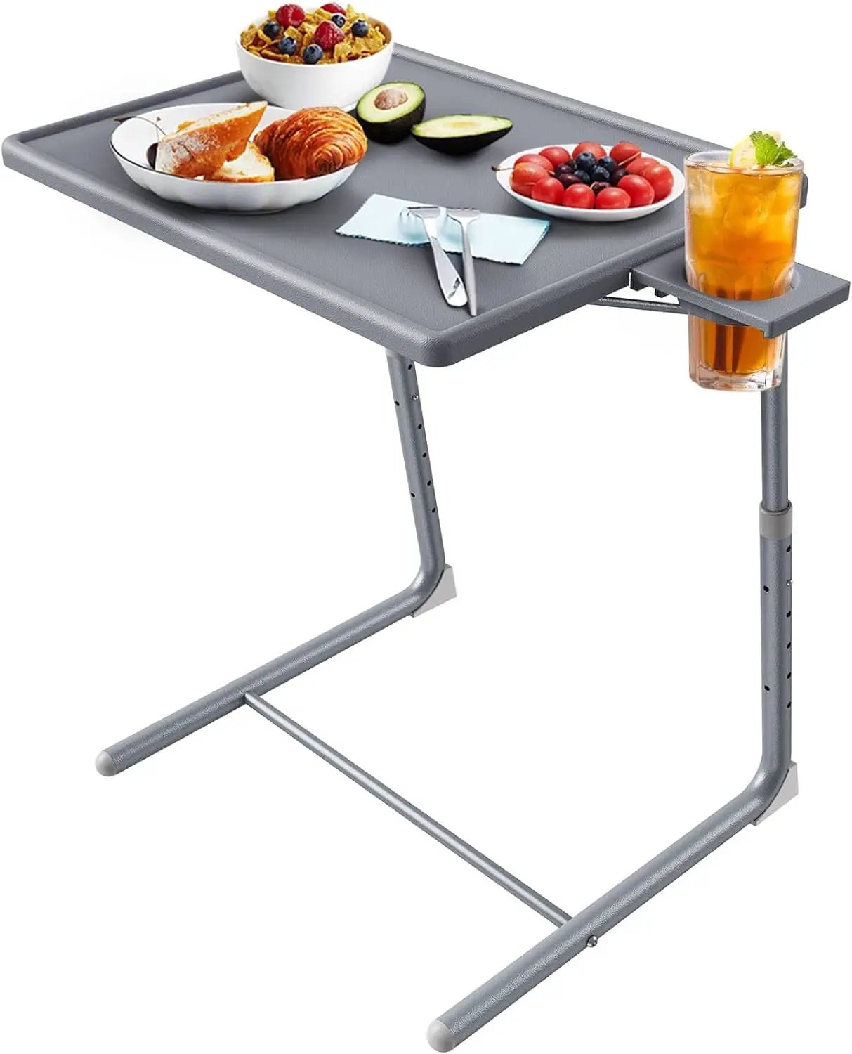 Gray Adjustable TV Tray Table For Bed And Sofa With 6 Height 3 Tilt from PriceLows™