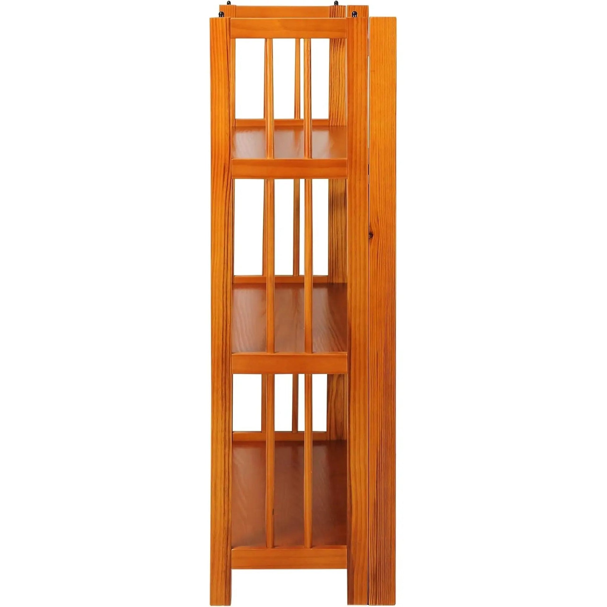 3-Shelf Folding Stackable Bookcase 27.5 Inch Wide Honey Oak from PriceLows™