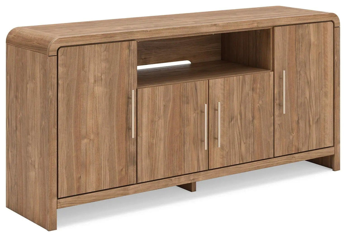 Dovander Extra Large TV Stand | 62.91 x 15.47 x 30.39 in | Walnut Wood & Mdf | Brown