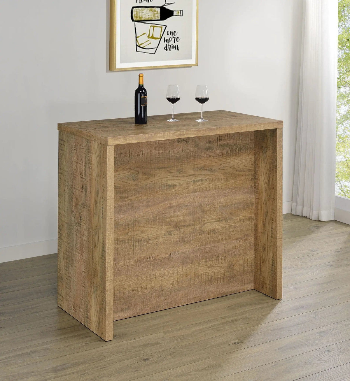 Topanga Engineered Wood Freestanding Home Bar Mango | 47.25 x 23.5 x 43.5 in | Engineered Wood & Metal | Home