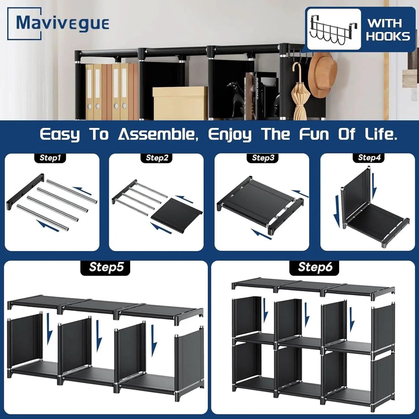 18 Cube Black Durable Bookcase With Storage Organizer from PriceLows™