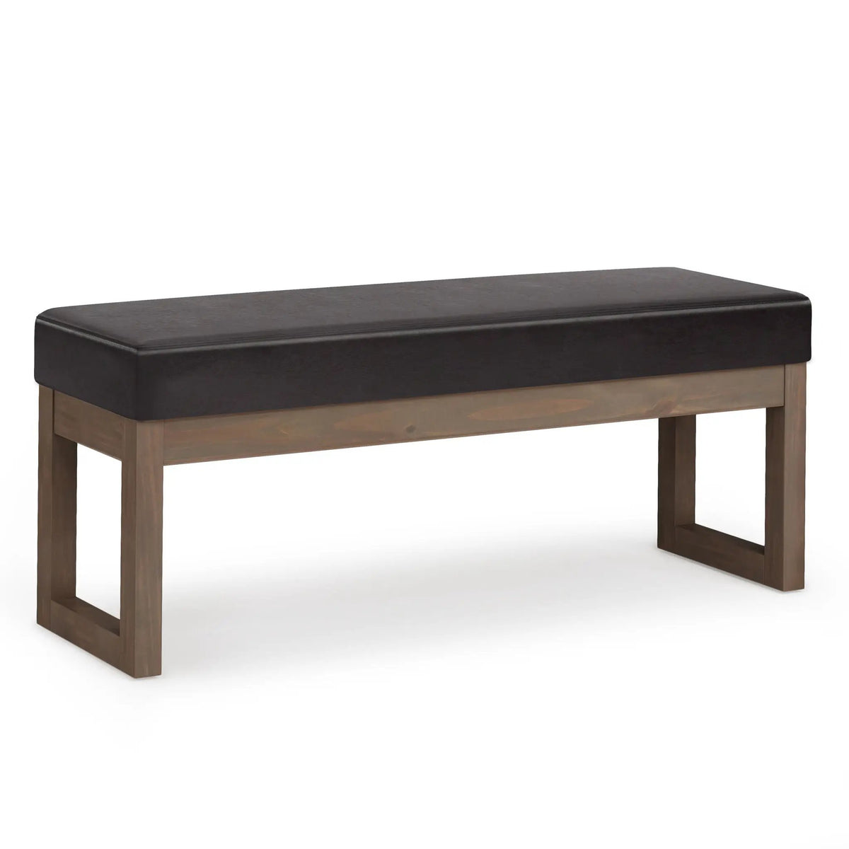 Milltown Upholstered Ottoman Bench | Driftwood Solid Wood Base | Versatile Design | 44.5 Inch Width