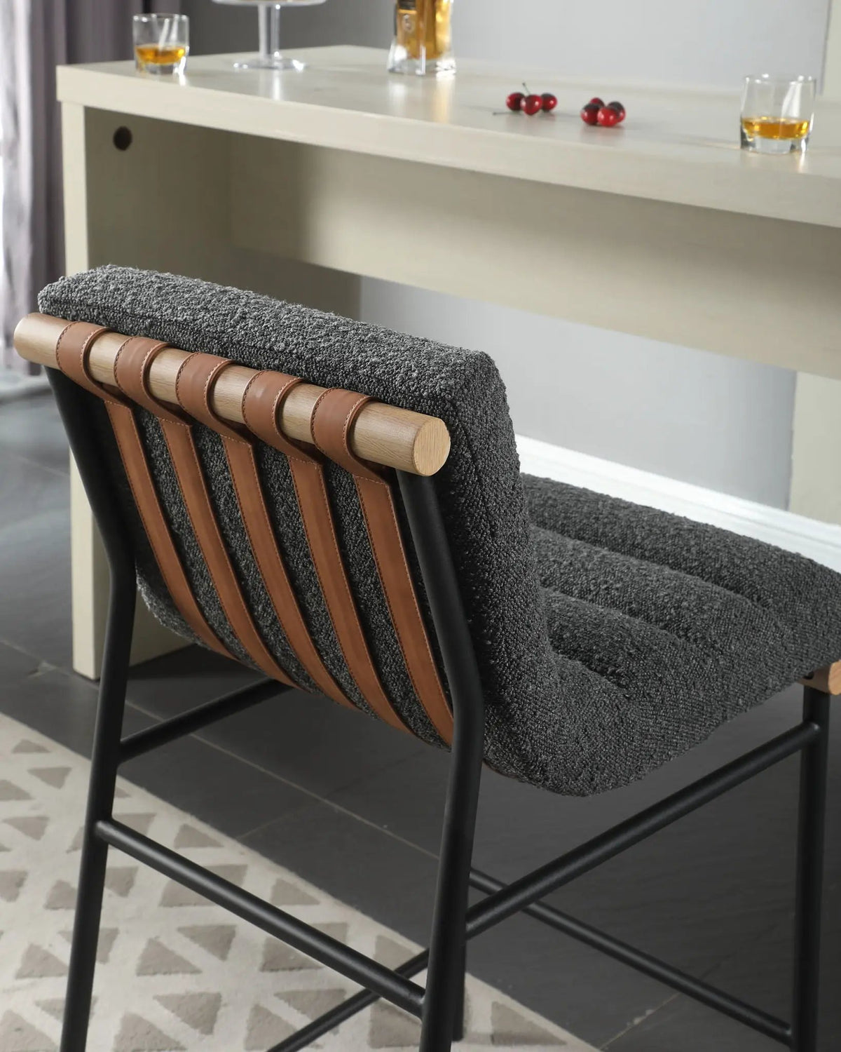 Lahni Boucle Counter Height Chair | 17 Inch Seat Width | Fabric Upholstery | Modern Design