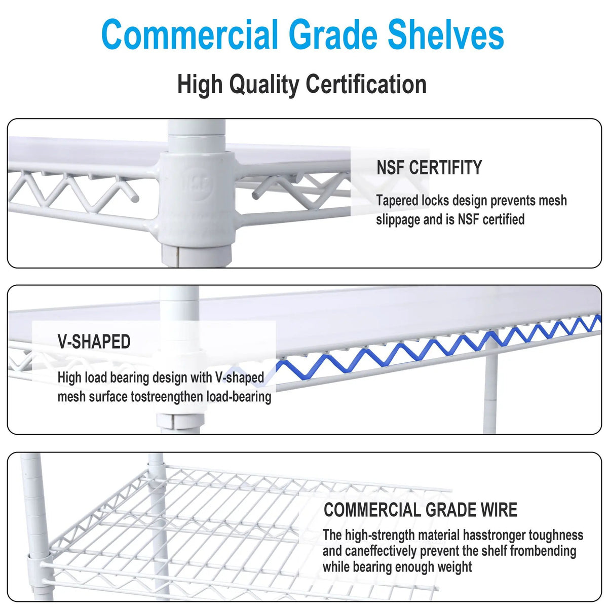 6 Tier Wire Shelving Unit | 6000 Lb Capacity | NSF Metal Rack | Adjustable Shelves