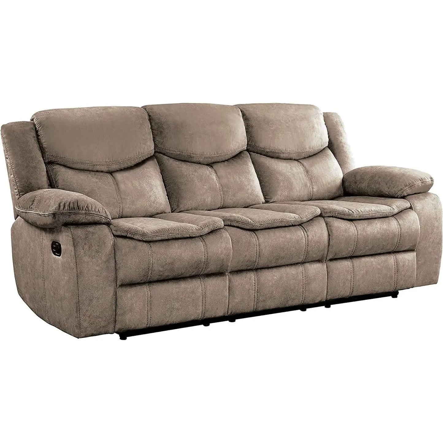 Manual Double Reclining Brown Sofa 87 Inch Wide Living Room from PriceLows™