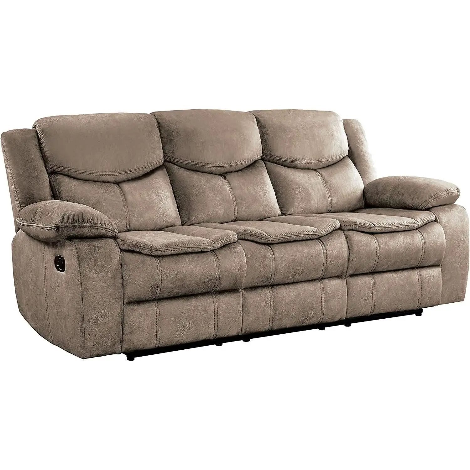 Manual Double Reclining Brown Sofa 87 Inch Wide Living Room from PriceLows™