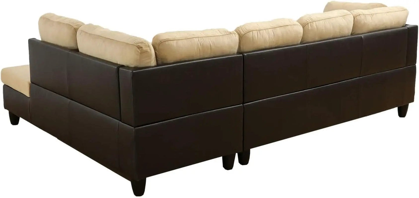 Beige 105 Inch L Shaped Sectional Sofa With Storage Ottoman from PriceLows™