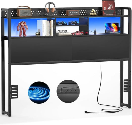 Queen Size Headboard with USB Ports and LED Light from PriceLows™