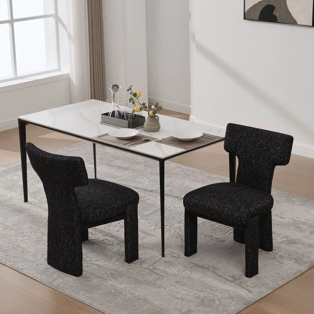 Armless Accent Chairs | Curved Back | Futuristic Design | Foam Padded Fabric
