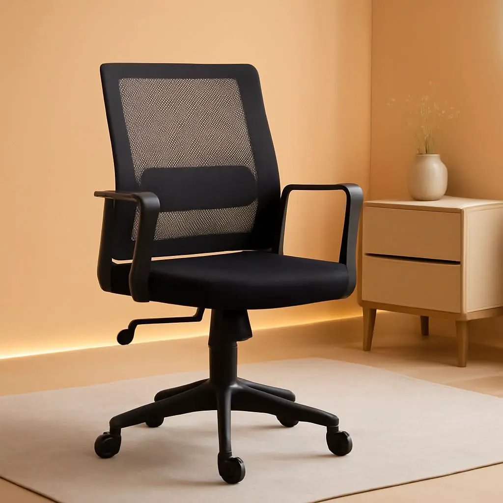 Black Ergonomic Mid Back Mesh Office Chair With Lumbar from PriceLows™