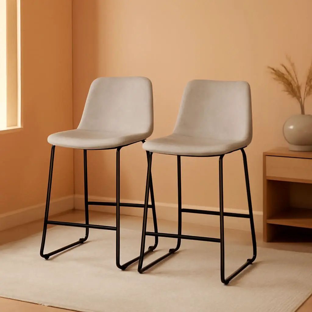 Reagan 24 Inch LeatherSoft Counter Height Bar Stools Set Of 2 Light Gray from PriceLows™