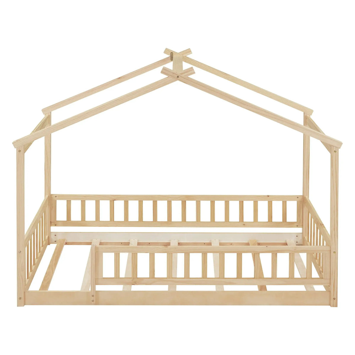 Kids Bed Frame | Playhouse Design | Roof And Fence | Toddler Size
