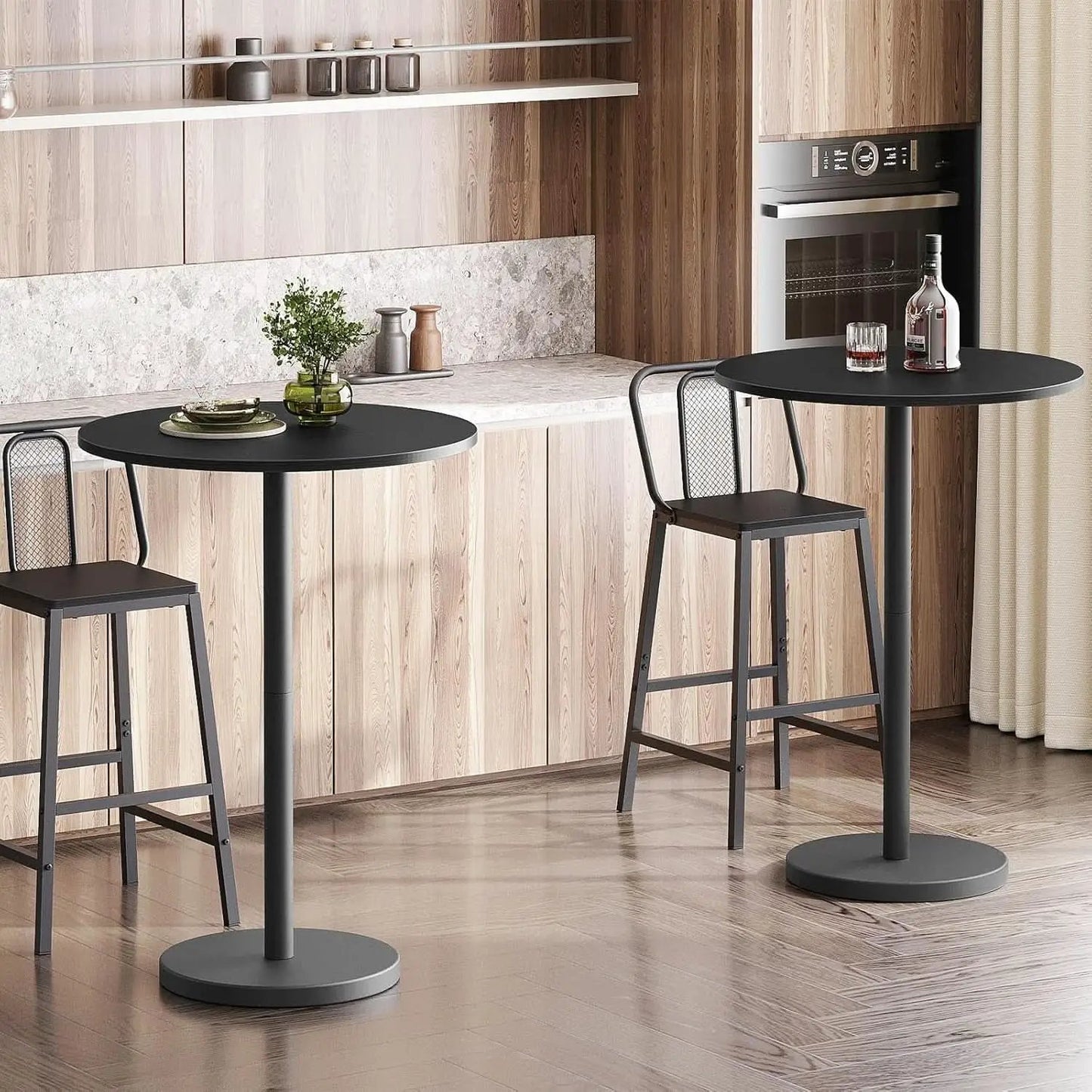 Round Counter height Bar Table Set Industrial Black from PriceLows™