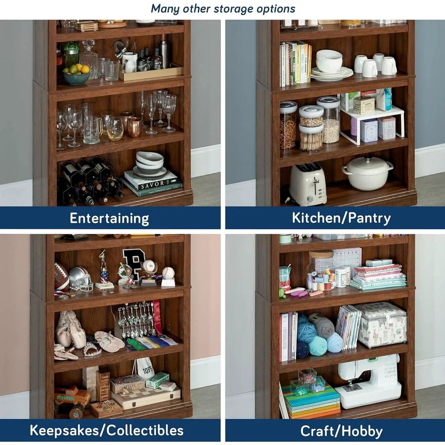 Washington Cherry 5 Shelf Bookcase With Adjustable Shelves from PriceLows™