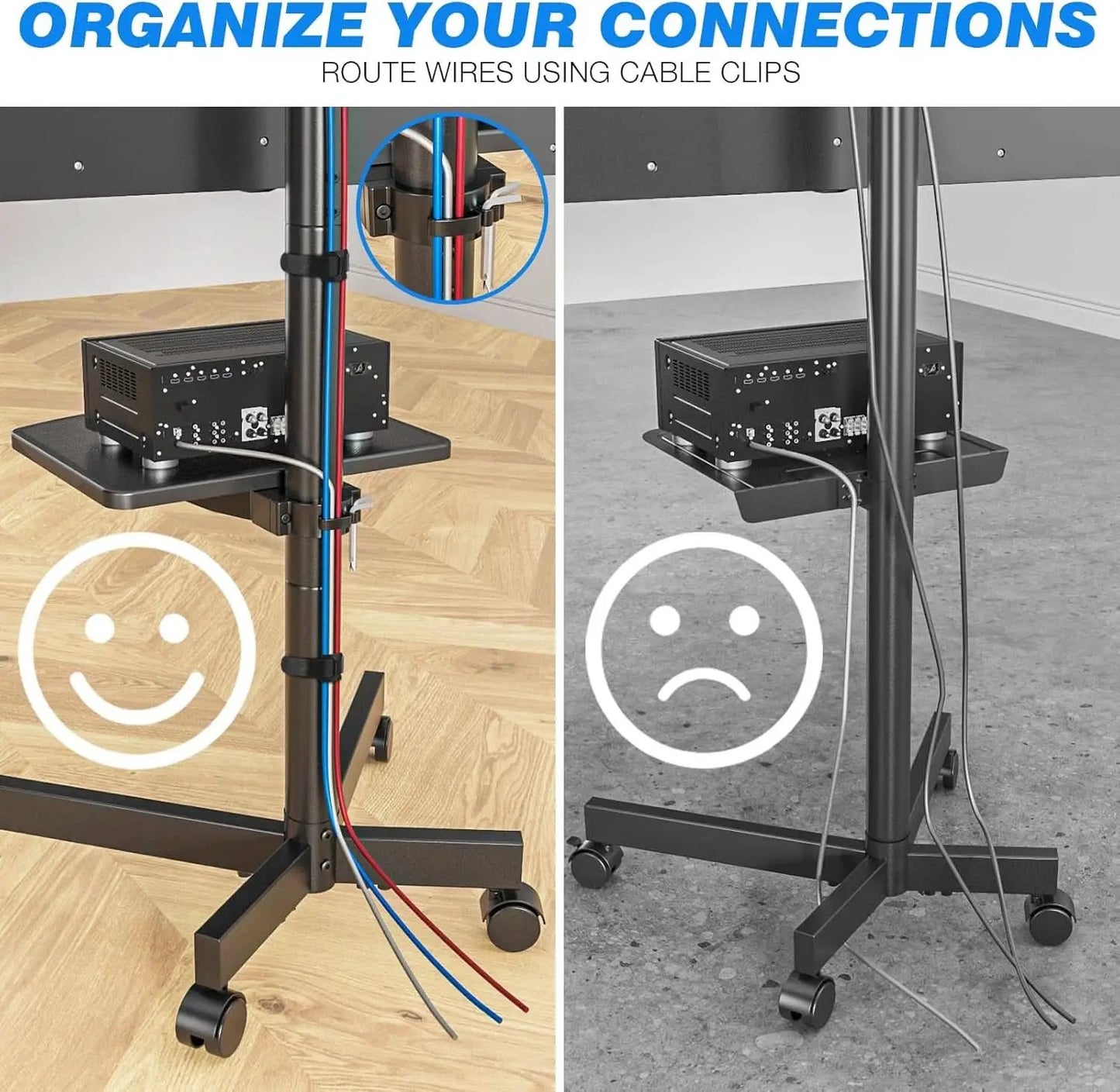 Mobile TV Cart 23-60 Inch TVs, Height Adjustable Wheels from PriceLows™